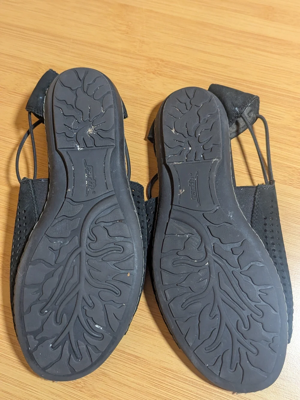Earth Black Perforated Women’s Sandals with Elastic Ankle